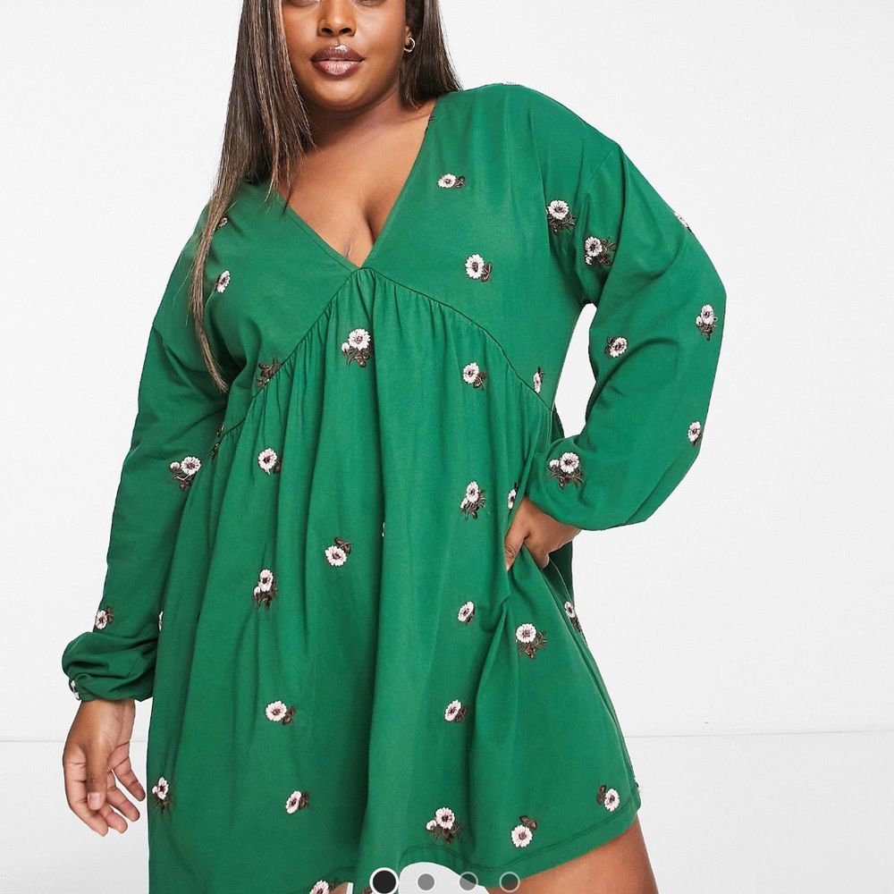 ASOS Curve- Cotton Embroidered dress